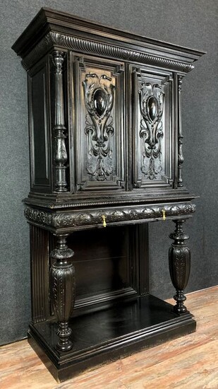 Renaissance style living room cabinet in blackened solid wood - Wood - Second half 19th century