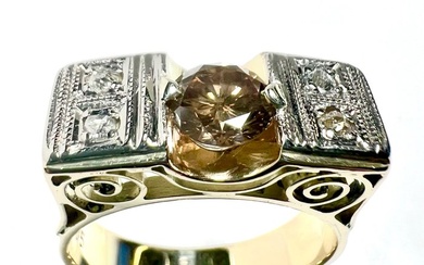 Ring - 14 kt. Platinum, Yellow gold Diamond (Natural)