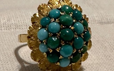Ring - 18 kt. Yellow gold Turquoise - Turquoise