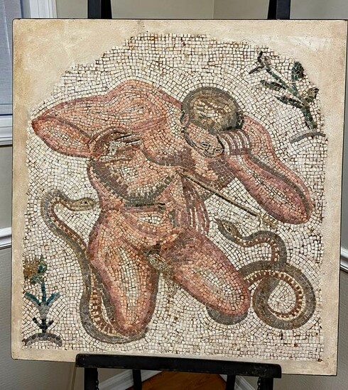 Roman Mosaic of Wounded Giant w/ Serpent Legs