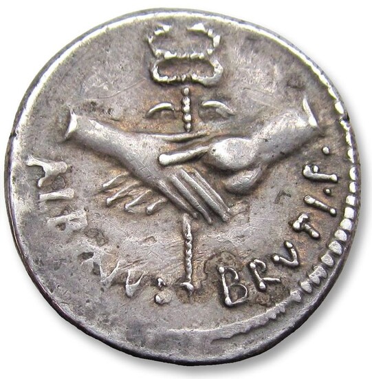 Roman Republic. D. Junius Brutus Albinus, 48 BC. Silver Denarius,Rome mint