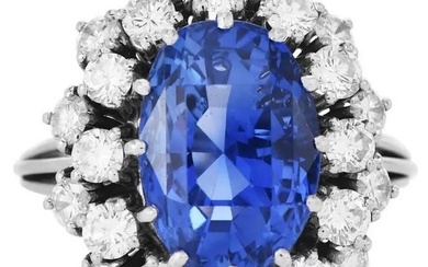 Royal Blue Sri Lanka GIA No Heat Sapphire 10.50cts Diamond Ring