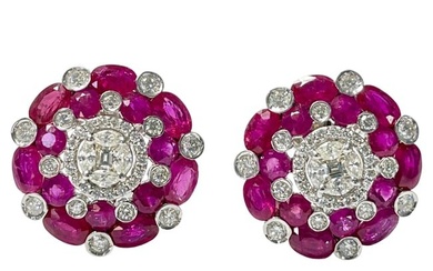 Ruby and Diamond Stud Earrings in White Gold