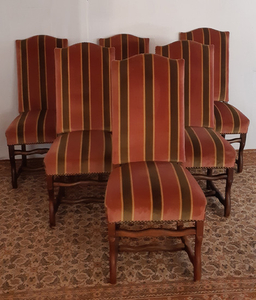 SET OF 6 UPHOLSTER LOUIS XIII CHAIRS