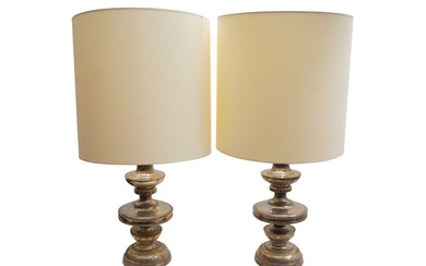 SIMON LOSCERTALES BONA, SPAIN; A PAIR OF SILVER PLATED TABLE LAMPS