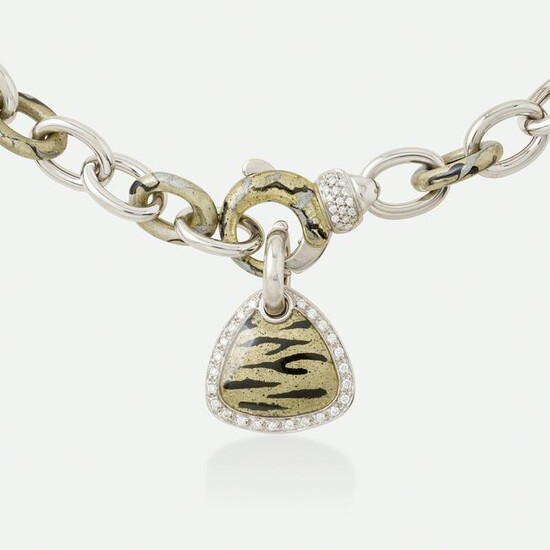 SOHO, Diamond, white gold, and enamel necklace