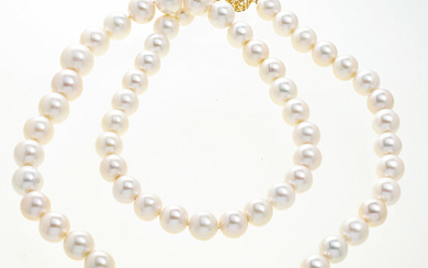 SOUTH SEA PEARL, 14KT GOLD & DIAMOND NECKLACE, 12-17MM, L 32.75", T.W. 195 GR