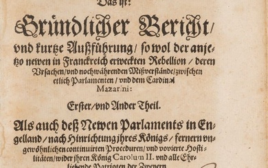 Sammelband zur Französischen Rebellion 1650 und zum 30-jährigen Krieg. 4 Werke (in 1 Bd.).