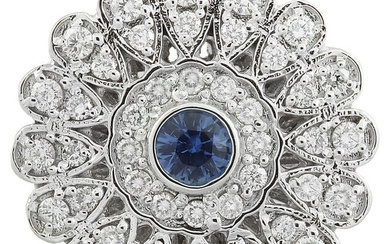 Sapphire Diamond Ring 14K White Gold