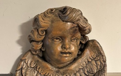 Sculpture, Grote Barok engel - 18e eeuw - 40 cm - Wood