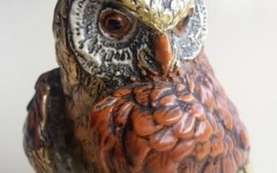 Sculpture, the owl of luck - Enamel, white metal - 20th century