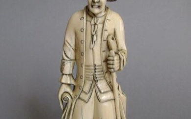 Sculpture, the philosopher and writer Jean-Jacques Rousseau - signed Mathieu - elephant ivory - Late 19th century