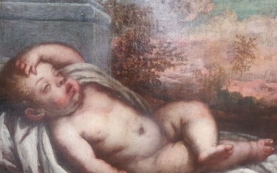 Scuola di Alessandro Varotari XVII secolo - Gesù bambino dormiente