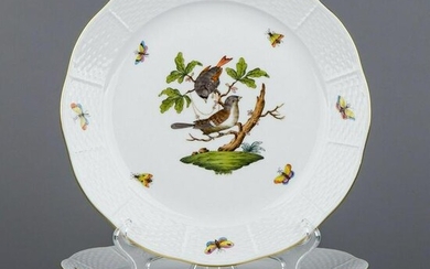 Set of Six Herend Rothschild Bird 10" Dinner Plates, 6