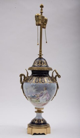 Sevres style urn, now mounted as a table lamp 28" to