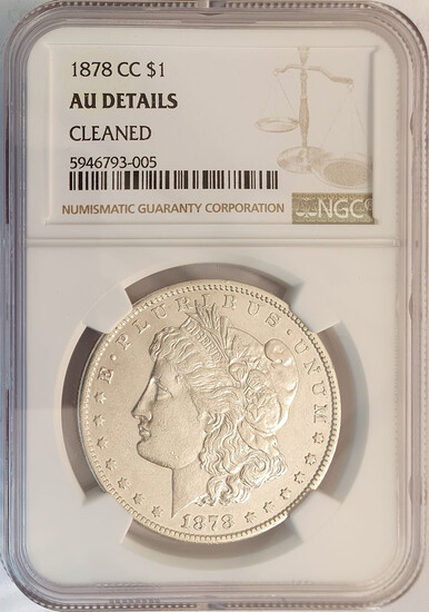 Silver Morgan Dollar 1878-CC(Carson City), United States, Extremely Rare, One-time Opportunity, NGC AU