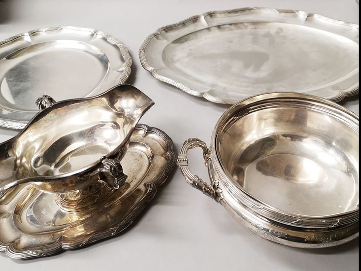Silverware set consisting of 2 pairs of oval...