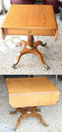 Single-Drawer Drop-Leaf Table with Casters