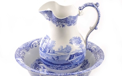 Spode pottery jug and bowl, Italian pattern