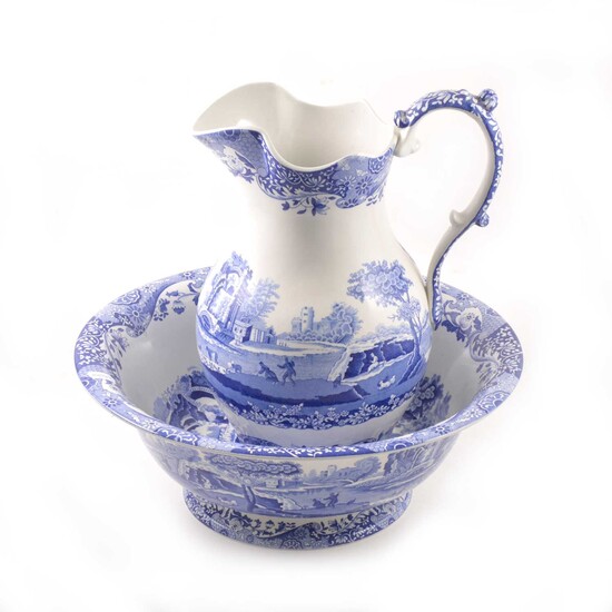 Spode pottery jug and bowl, Italian pattern