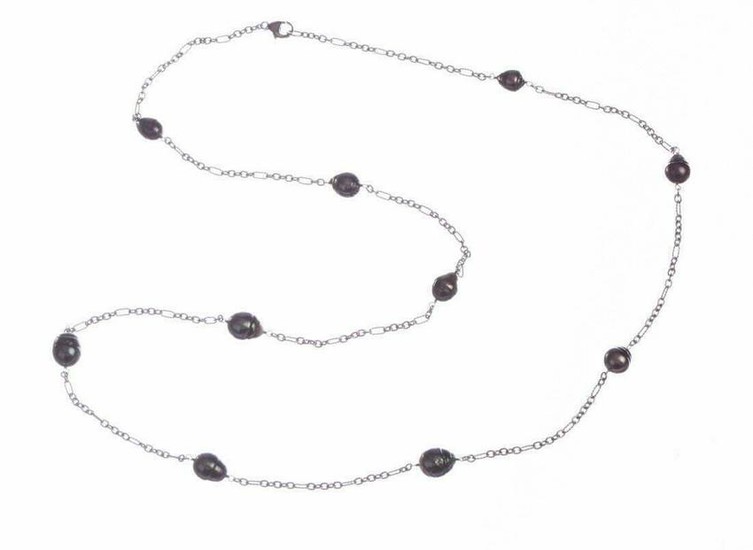 Sterling Silver and Tahitian Baroque Pearl Necklace