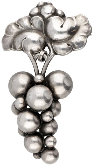 Sterling silver no.217B 'Moonlight Grapes' brooch by Harald Nielsen for Georg Jensen.