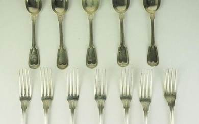 Suite of silver cutlery, net model with six forks and five spoons.