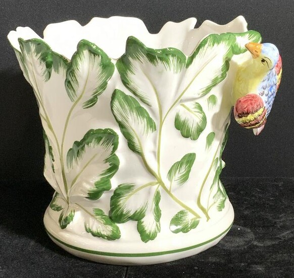 TIFFANY & Co. Italian Porcelain Planter w Bird