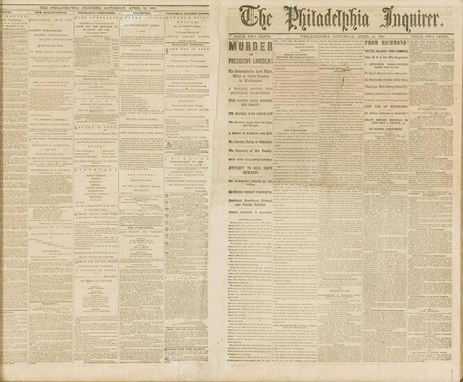 The Philadelphia Inquirer Lincoln's Assassination