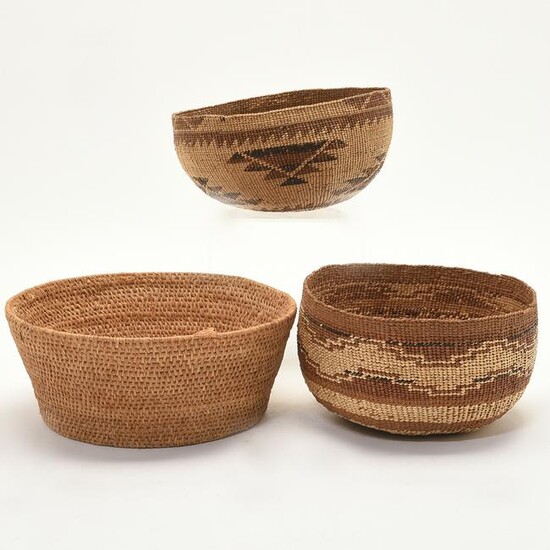 Three Native American Baskets, Hupa and Yana.