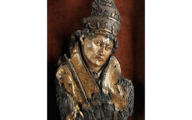 Tilman Riemenschneider, um 1460 Heiligenstadt – 1531 Würzburg, Werkstatt/ kreis, Fragment eines Reliefs: Büste eines Heiligen Papstes
