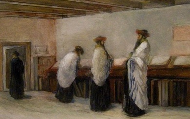 Tony Binder (Austrian 1868 - 1944), attr.to - Prayer in the Jewish Yeshiva