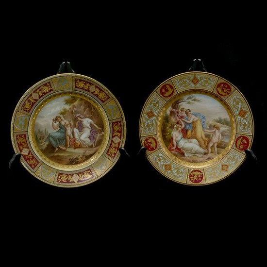 Two German Hand Painted Porcelain Cabinet Plates with