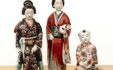 Two porcelain models of standing Geishas Japanese, circa 1900 one...