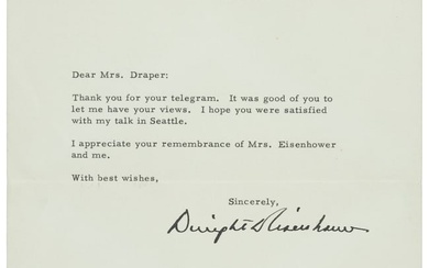 Typed letter signed by President Eisenhower