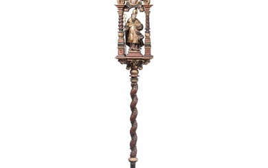 Un poteau de procession remarquable du sud de l'Allemagne avec Saint Nicolas, circa 1680 Bois...