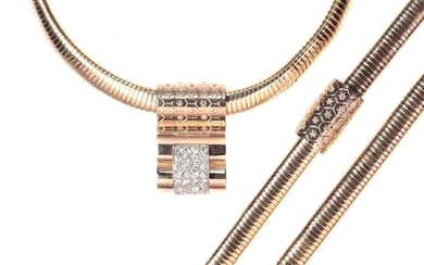 Van Cleef & Arpels - 18 kt. Pink gold - Bracelet, Necklace, Parure - Diamonds, total diamond weight 4.21 crt, Vintage Fifties