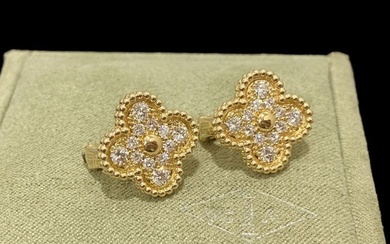 Van Cleef & Arpels Vintage Alhambra earrings 18k yellow gold, Diamond