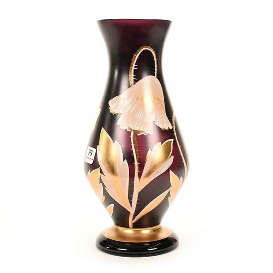 Vase, Amethyst Bohemian Art Glass