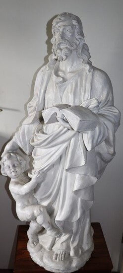 Vermoedelijk Lecce - Sculpture, saint Joseph with baby Jesus - 100 cm. - Papier-mache - Second half 19th century