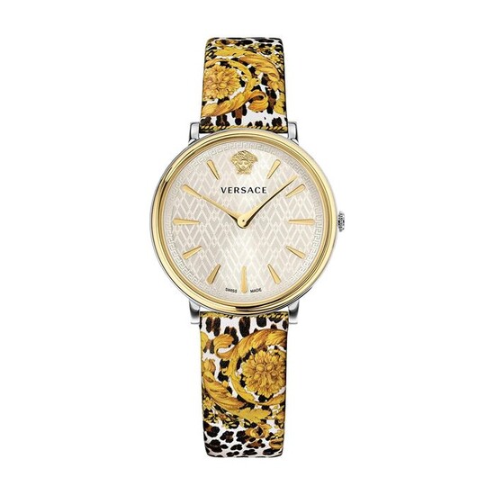 Versace - V-Circle Tribute Edition Watch Stainless Steel Printed Leather Strap Swiss Made - VBP120017 "NO RESERVE PRICE" - Women - Brand New