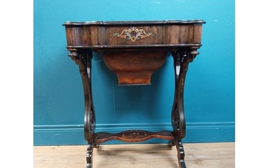 Victorian rosewood sewing table with mother of pearl inlay w...