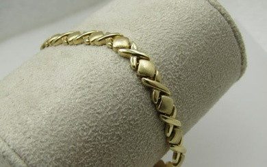 Vintage 14kt X & Diamond Shaped Tennis Bracelet, 8", Signed