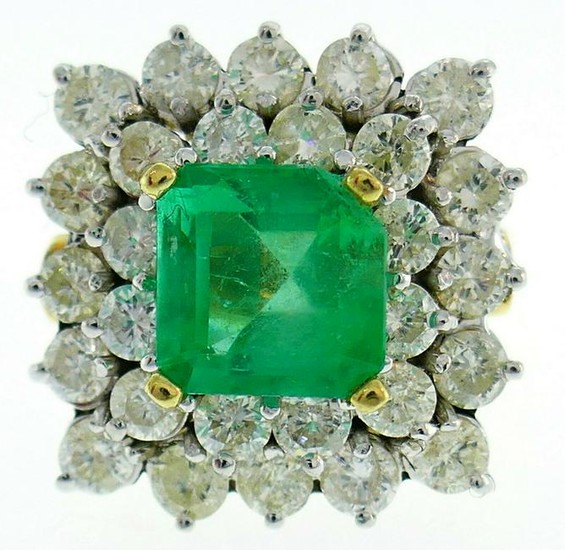 Vintage Emerald Diamond Gold RING