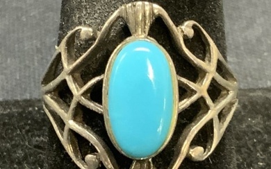 Vintage Sterling Silver Turquoise Style Ring