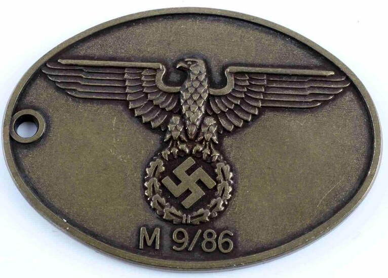WWII GERMAN THIRD REICH SS POLICE ID DISC BADGE