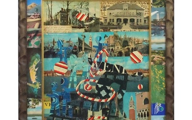Wayne Cunningham, American, "Venice" Collage, Signed on Verso