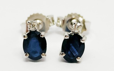 White gold - Earrings Sapphires - Diamonds