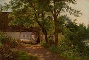 Wilhelm ZILLEN Schleswig, 1824 - Copenhague, 1870 Entrée d'une cour de ferme en été