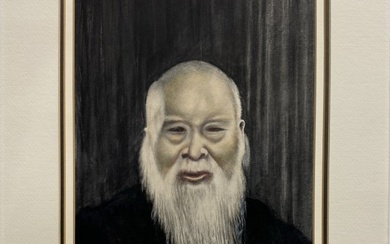 Yu Youren Chinese Taiwanese Revolutionary Pastel Portrait Unframed Signed